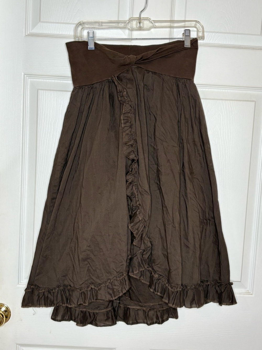Miss Chievous Brown High-Waist Ruffled High-Low Skirt